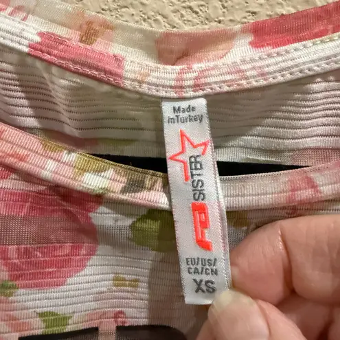 Sister Celebrate 36 the Little Things Floral Mesh Striped Cropped T