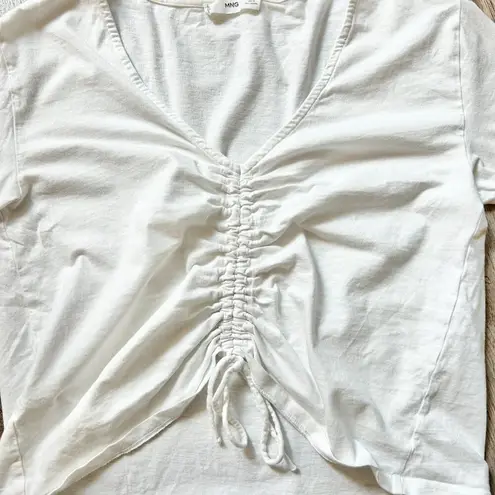 Mango  White Cinched Crop Top Size 4