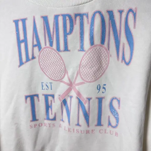 GB Fashion Sweatshirt Womens Lg Hamptons Cropped Sporty Tenniscore Cute White