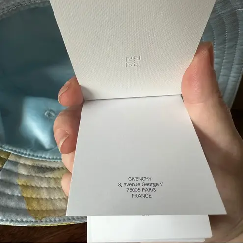 Givenchy NWT Lemon Print Silk Bucket Hat, Sky Blue, Size 56