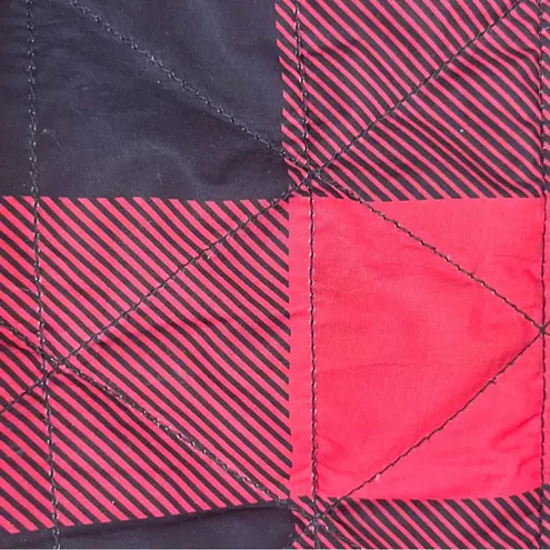 SOLD: L.L. Bean Half ZIP Buffalo Print Hooded Jacket L Petite Red/Black PREOWNED Red Size undefined