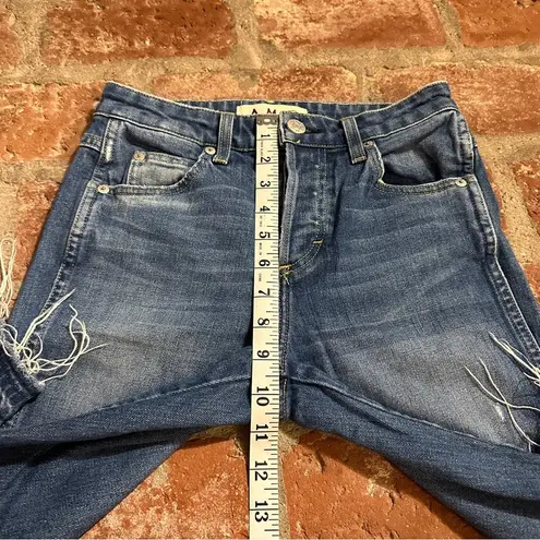 AMO size 25 Babe wash Divebar Destroy frayed hem straight distressed blue jeans