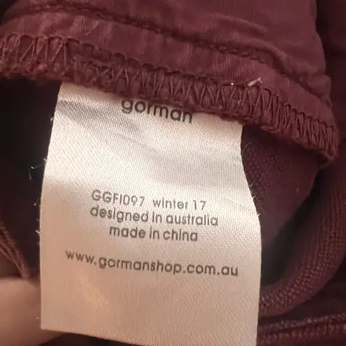 Gorman Wide Leg Pants Dark Red Burgundy High Rise Crop Ankle AU 6 US Size 2