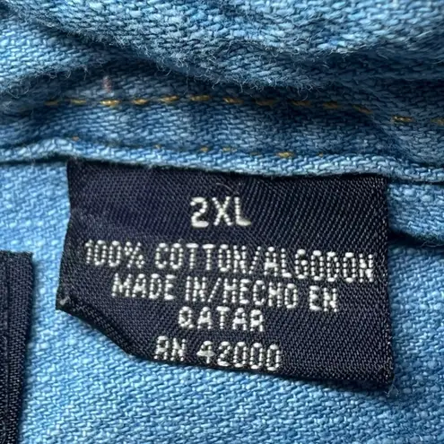 Route 66 Denim Shirt Womens 2XL Blue Embroidered Snowman Christmas Vintage 90s Size undefined