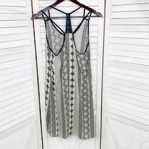 Earthbound  Trading Co. Printed Mini Dress Black Tan Medium