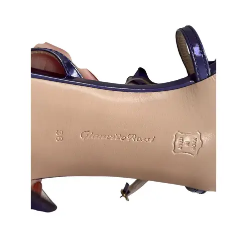 Gianvito Rossi Jaipur Indigo Purple Crystal Embellished Leather Sandals Heels Si