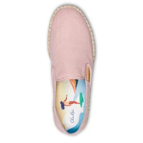 Olukai Pink Rose Sea Salt Canvas Women's Kuala Pa'a Kapa Slip On Espadrille