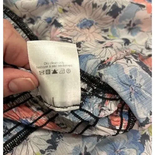 Veronica Beard Cici Ruched Smocked Ruffle Sleeve Floral Flower Mini Dress 0