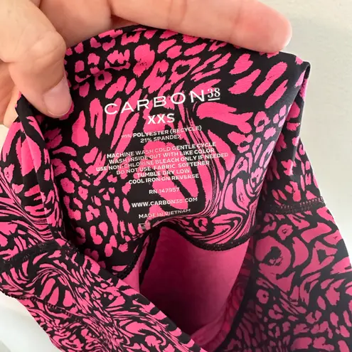 Carbon 38 - Swirly Leopard Printed 7/8 Legging Hot Pink Barbie Yoga Workout