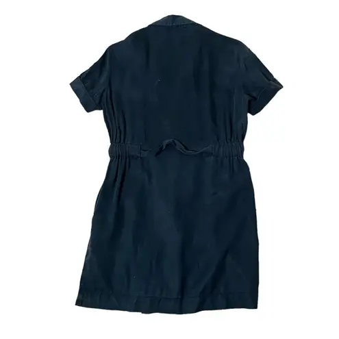 ZARA  TRF Dress Blue Utility Soft Viscose Short Sleeve Belted Size Small