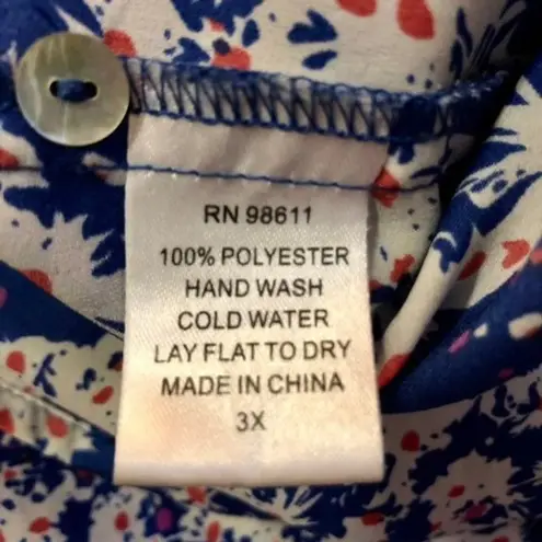 Eight Sixty Tie Neck Tunic Blouse Womens 3X Used Floral