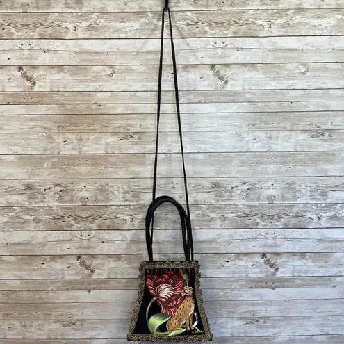 Vintage 2001 MOO ROO Charleston Black Satin Purse Hand Painted Signd Mary Norton