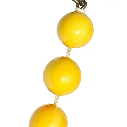 Vintage Yellow Pink Round Beaded Necklace 24" Swirls Boho Spring Easter Summer