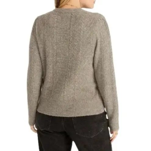 J Crew Stretch Merino Wool Cable Knit Crewneck Sweater Medium Women’s Gray BB408