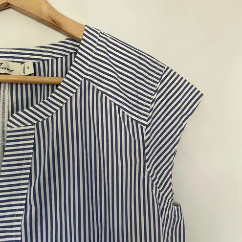 Vineyard Vines  blue and white striped summer top cap sleeves side knot women's 6
