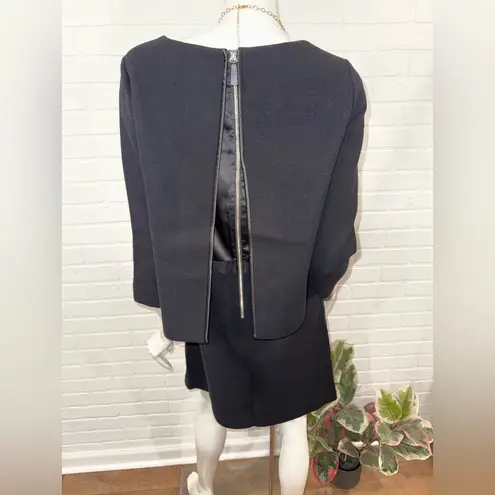 Lafayette 148 New York Back Zip Layered Black 100% Virgin Wool Dress Size 6