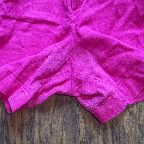 A New Day Shorts Women Size 16 Fuchsia Pink Linen High Rise Pleated 5” Inseam