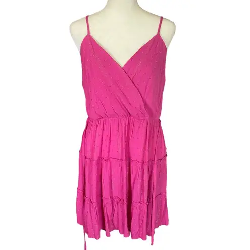 Blue Rain Francesca's  women's XL magenta tie at waist A-line dress with sequin