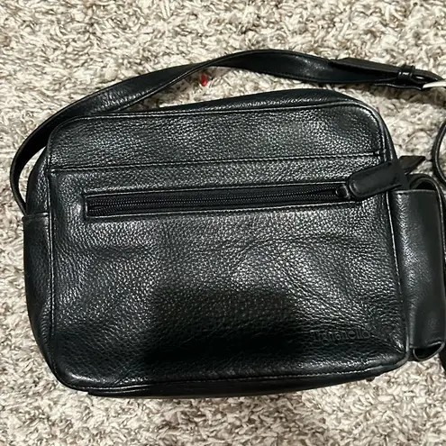 Vintage Tignanello black leather crossbody bag purse 9x7