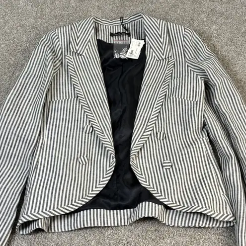 NWT Olive + Olivia Striped Linen Blend Blazer Jacket
