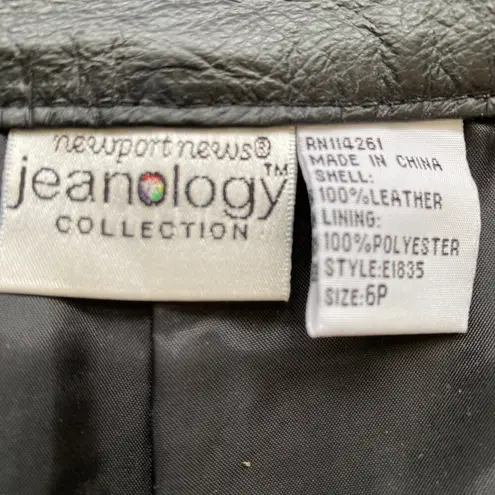Newport News Vtg Jeanology Collection Womens 6P Bootcut 100% Leather Black Pants