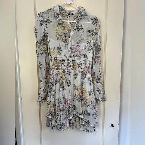 Free People Like new  Floral Puff-Sleeve Dress