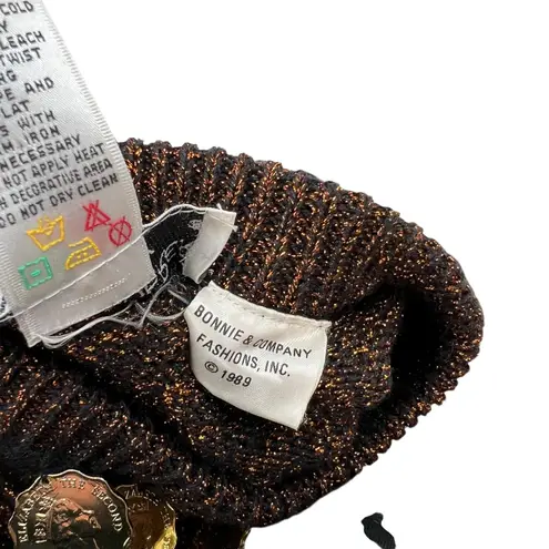 Bonnie Boerer Vintage Sweater Coin Trim Metallic Glitter Gold Size Large