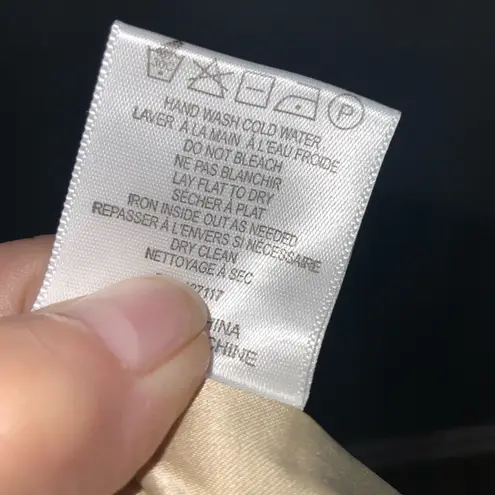 Badgley Mischka Belle Gold Cap Sleeve Crop Top Exposed Gold Zipper Back Size 8