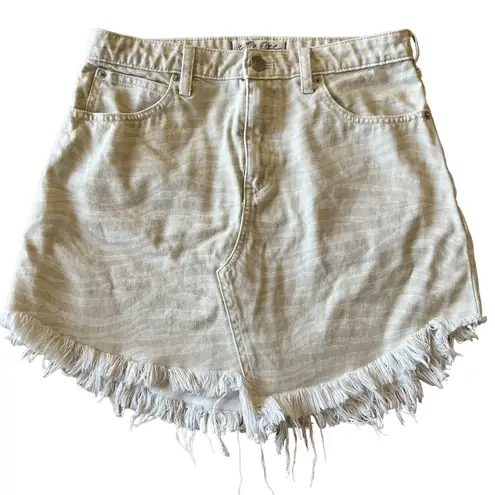 We The Free Skirt Bailey Denim Mini Zebra Print in Cream Size 28