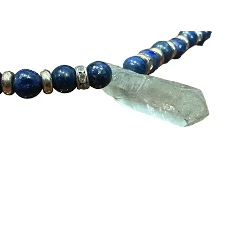 Ettika  Lapis Lazuli & Quartz Crystal adjustable  Choker Necklace  Blue Gold