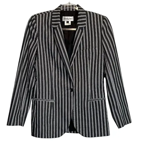 Bloomingdale's Striped Collared One Button Blazer Jacket – Chic Summer Must