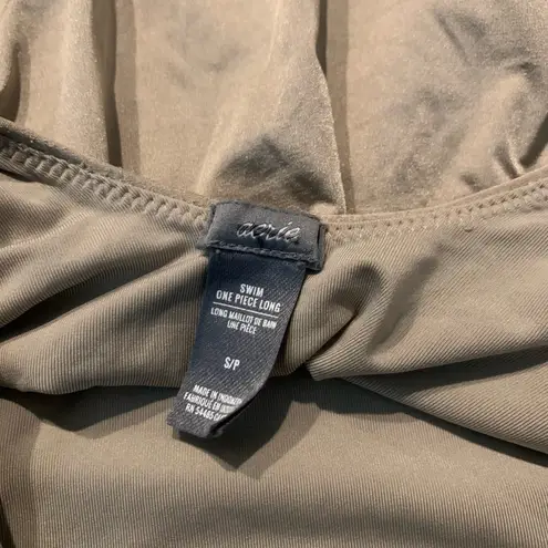 Aerie Iridescent Taupe One Piece Swimsuit High-Cut Scoop Neck size Small