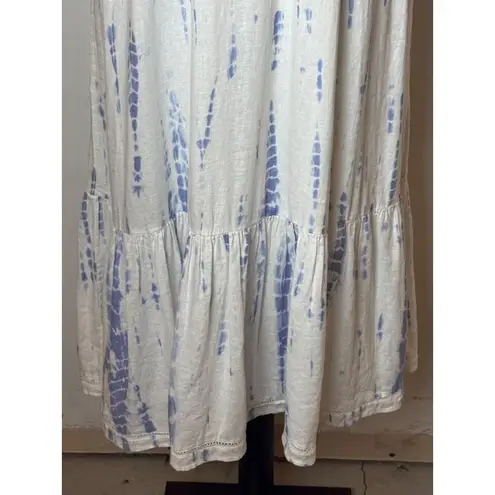 Rails Dress Women Medium Blue White Cloud Tie Dye Linen Blend Delilah Midi