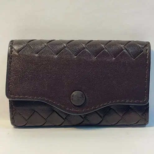 Bottega Veneta Intrecciato Leather Key Case Dark Brown - Preowned