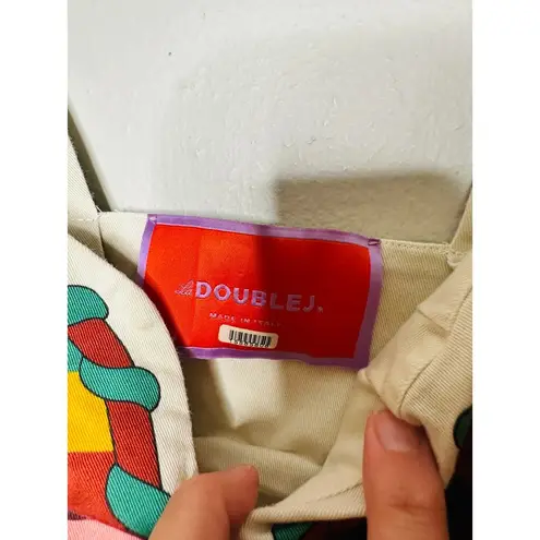 LA DOUBLEJ Multicolored Striped 100% Cotton Festival Plunge Crop Top Size XS