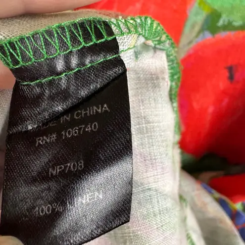 Claire Desjardins Where Butterflies and Bees Are Top 3X Floral Linen Artsy Flowy Green