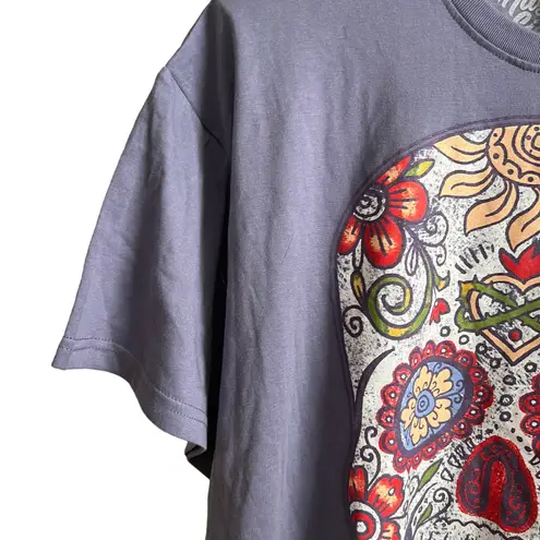 Woman's Purple Graphic Dia De Los Muertos Sugar Skull T