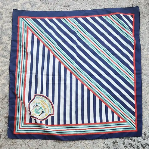VINTAGE NEWPORT YACHT CLUB NAUTICAL ITALIAN SQUARE SCARF BY BERKSHIRE Blue