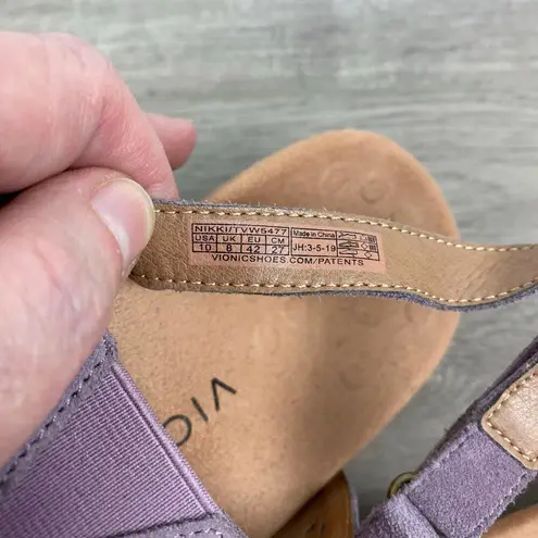 Vionic Lilac Purple Laser Cut Leather Nikki Back Strap Sandals Sz.10