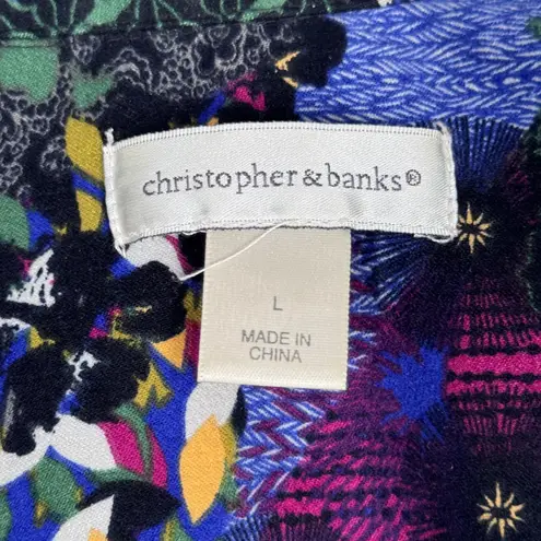 Christopher & Banks Christopher Banks Patchwork Jacket Womens L Multicolor Artsy Boho Retro Y2K