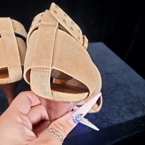 Franco Sarto  Camel Pepita Suede Heels