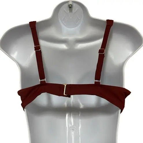 ANDIE Swim The Dalia Bikini Top Burgundy Gold Clasp Adjustable Padded Medium NWT