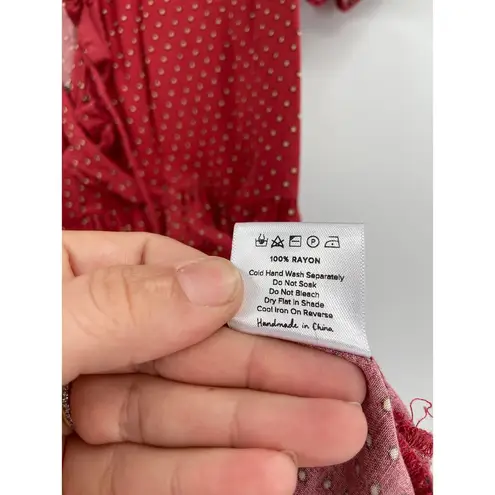 Auguste Red Polka Dot Print Ruffled V-Neck Tiered Short Sleeve Mini Dress Size 0