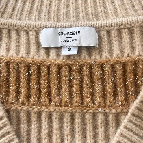 Saunders Collective RTR chunky striped sparkle neutral sweater size small