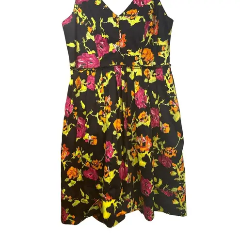 Kay Unger VTG  New York Ladies V Neck Summer Floral Sleeveless Floral Dress SZ 8