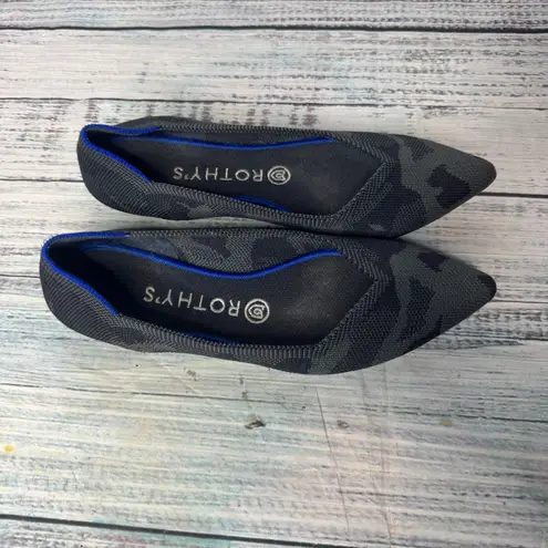 Rothy’s The Point Flats Size 8 Black Gray Camo Knit Washable Shoes
