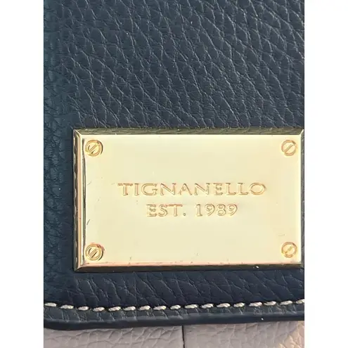 Tignanello Social Status Black Taupe Crossbody Bag Magnetic Snap Front Pocket