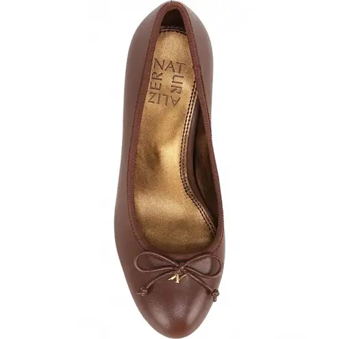 Naturalizer Sienna Blow Block Heel Leather Pump CAPPUCCINO BROWN Size 6.5/36.5EU