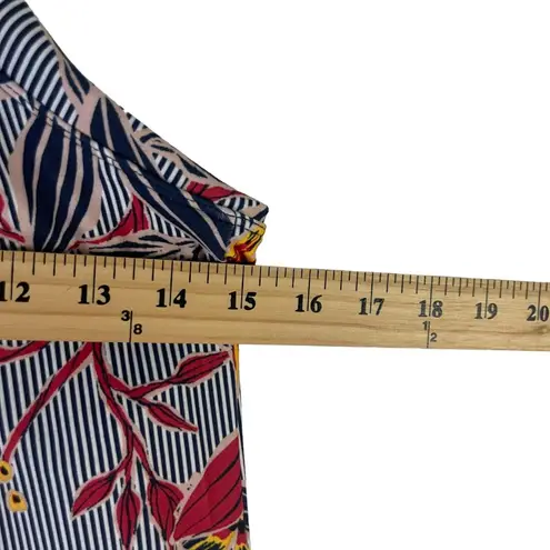 Balance Collection Women's Size Medium Blue Striped Floral Knee Length Dress