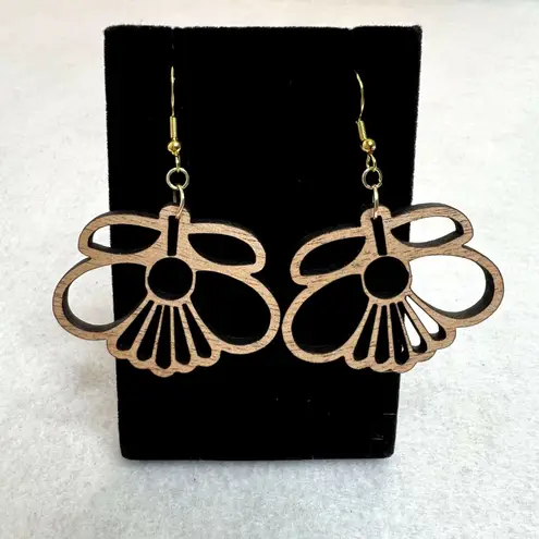 Handmade Wooden Flower Cutout Dangle Earrings